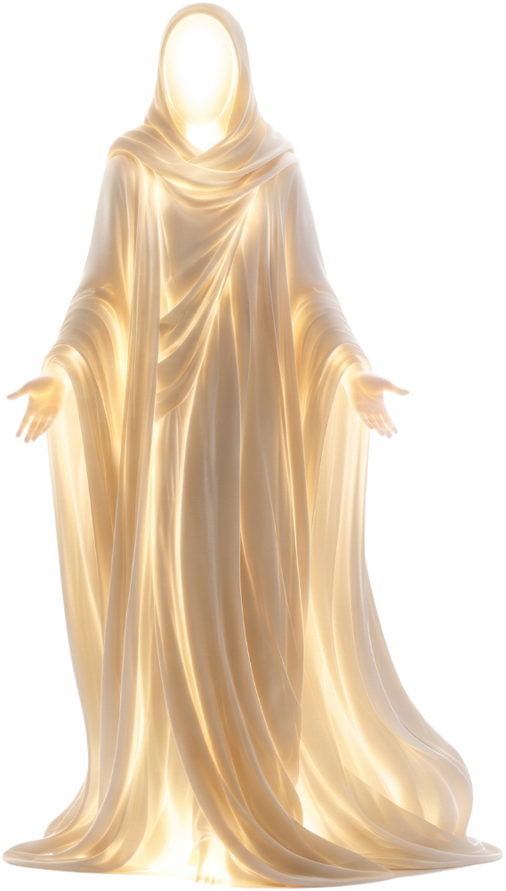 A fourth figure of pure light standing among the three