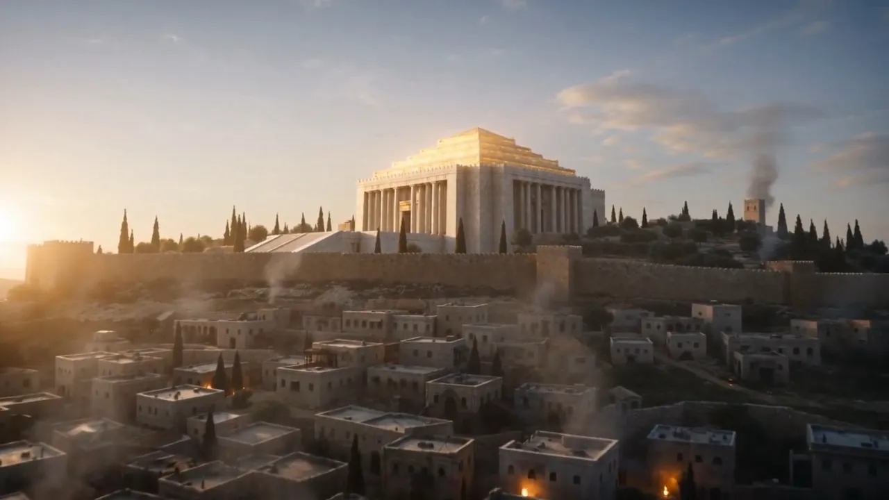 Morning light floods the temple mount over Jerusalem