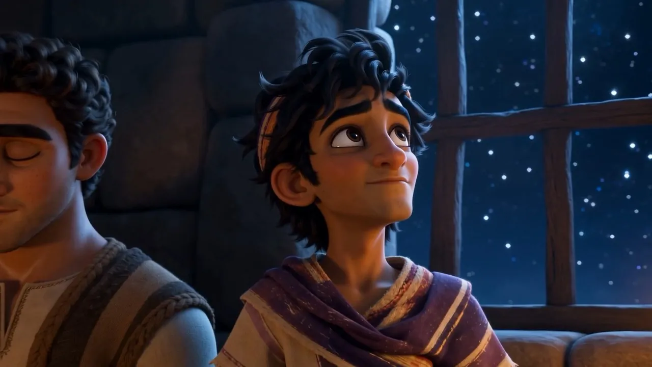 Azariah peeks with one eye, smiling, mid-prayer