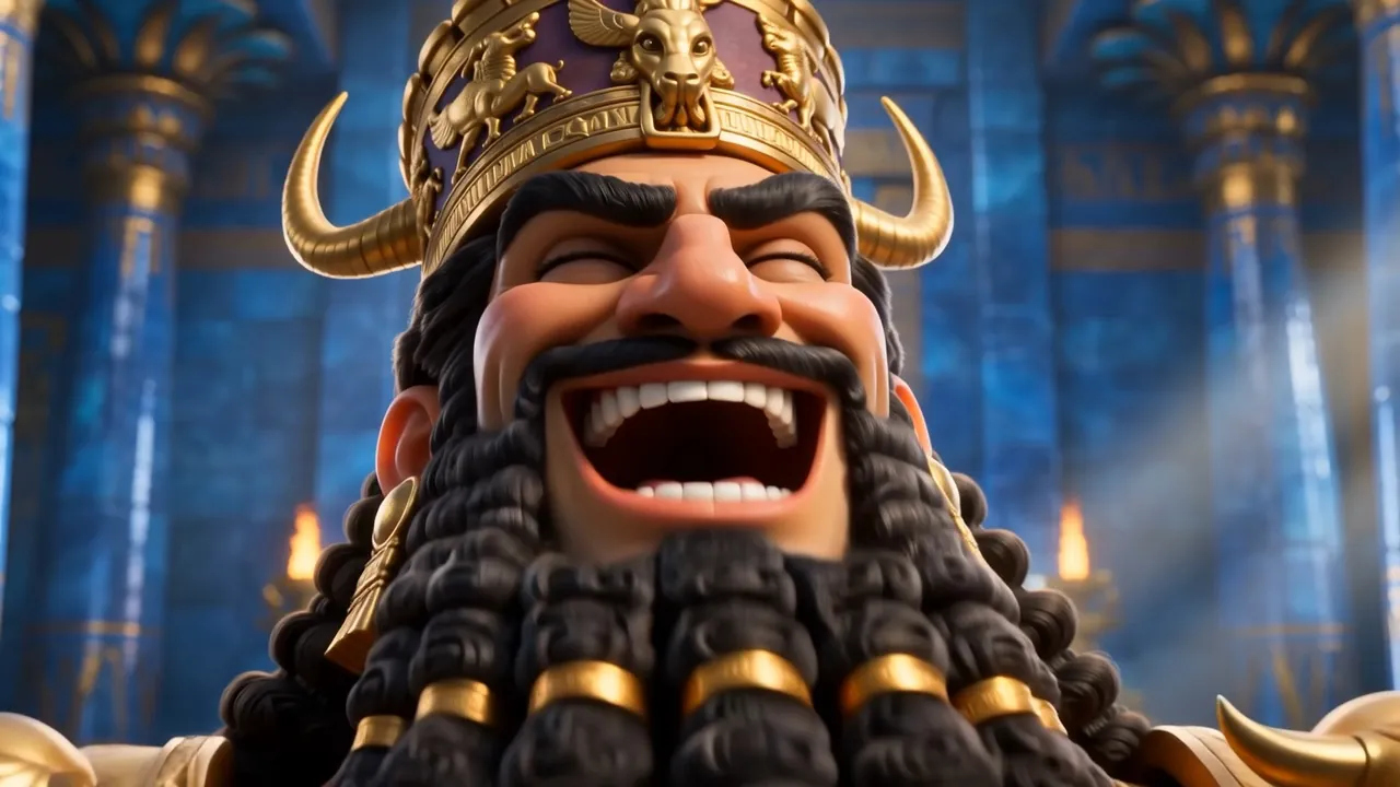 Nebuchadnezzar throws his head back and roars with laughter