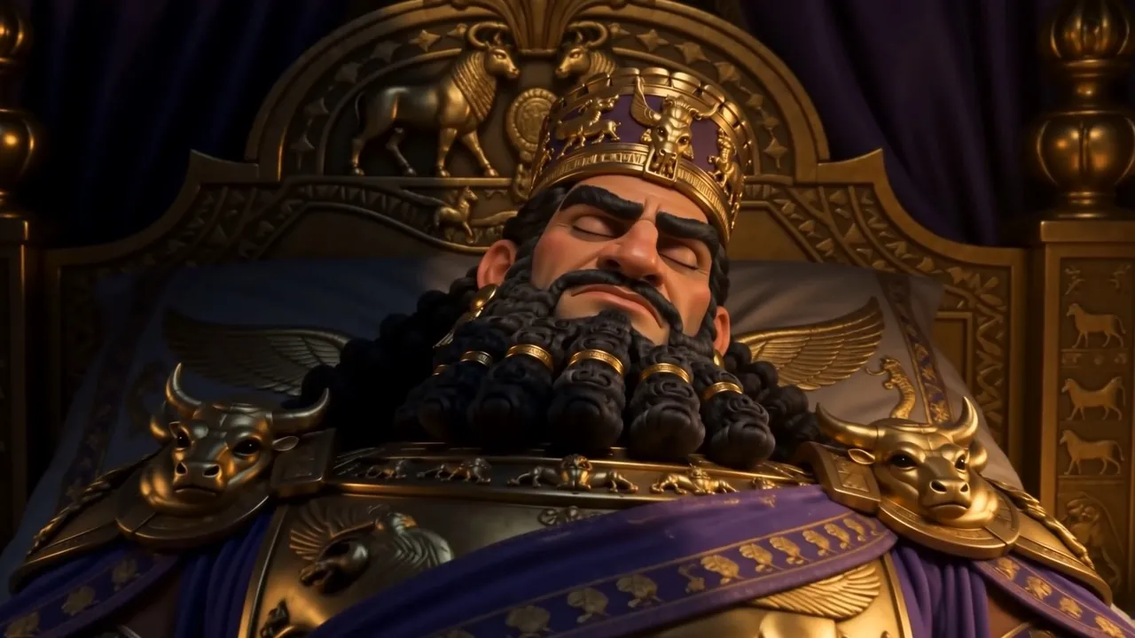 The king's face twists in his sleep
