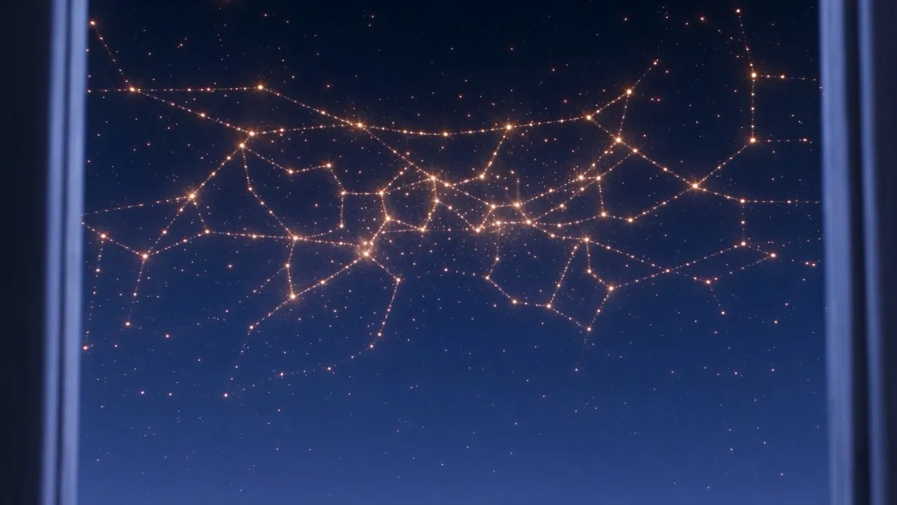 Star by star, lines of light knit across the sky