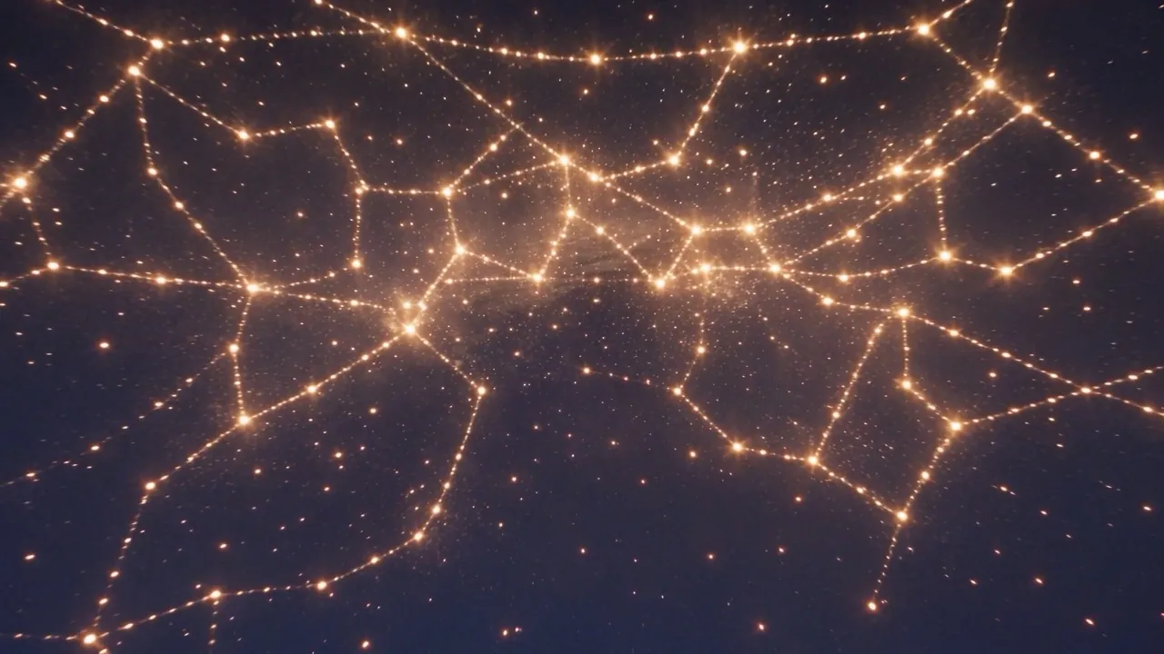 The heavens web together into a blazing map