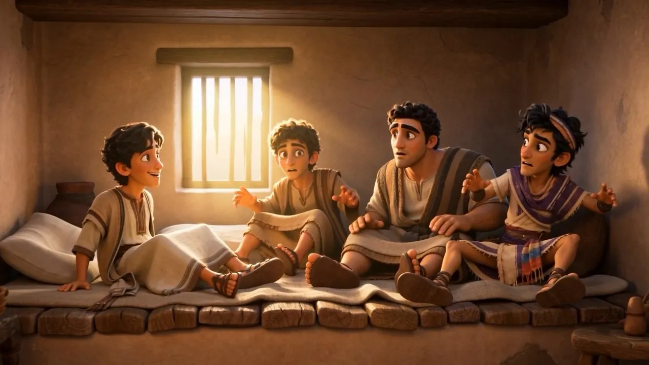 The four sit up in the morning light — he has it, all of it