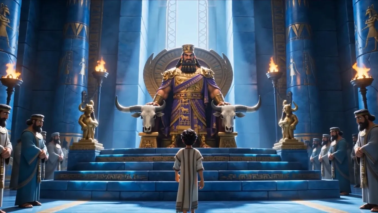 The bull-horned throne rises ahead of them