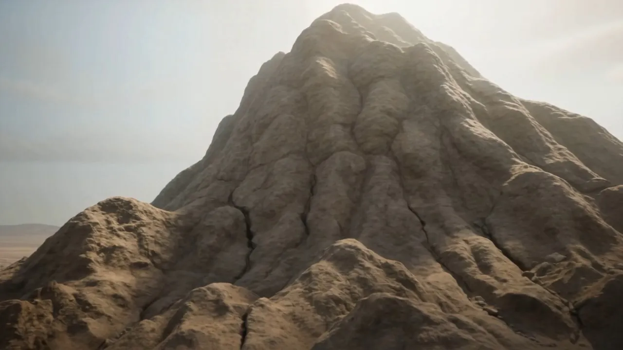 Stone slopes rise into the light