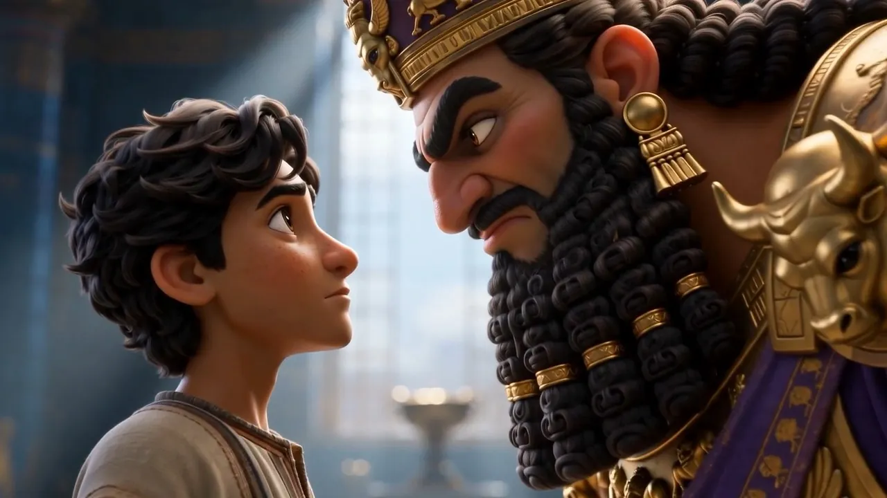 The king searches the young man's face