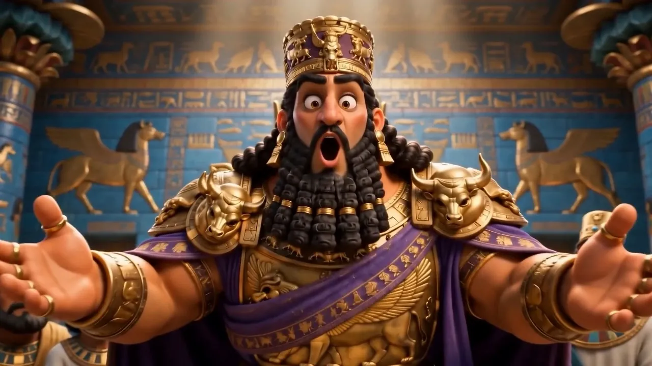 The king's arms fly wide in astonishment