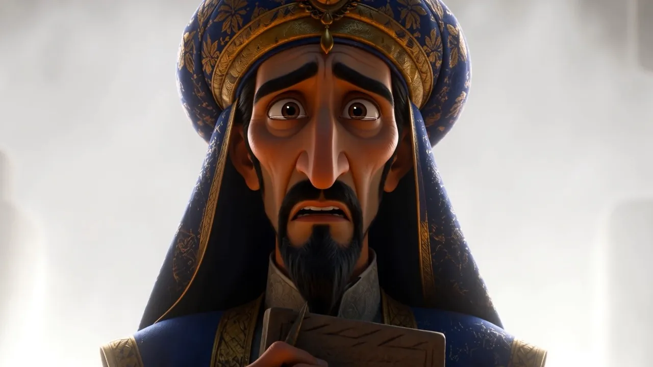 The vizier checks his tablet, hands shaking