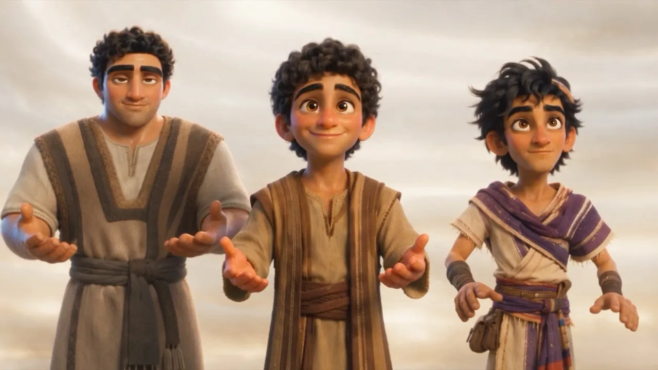 The three stare at their freed hands