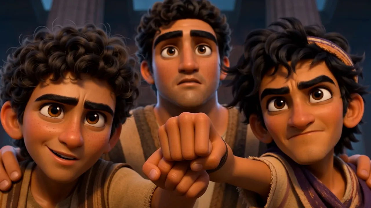 Hananiah offers a fist — the three seal it together