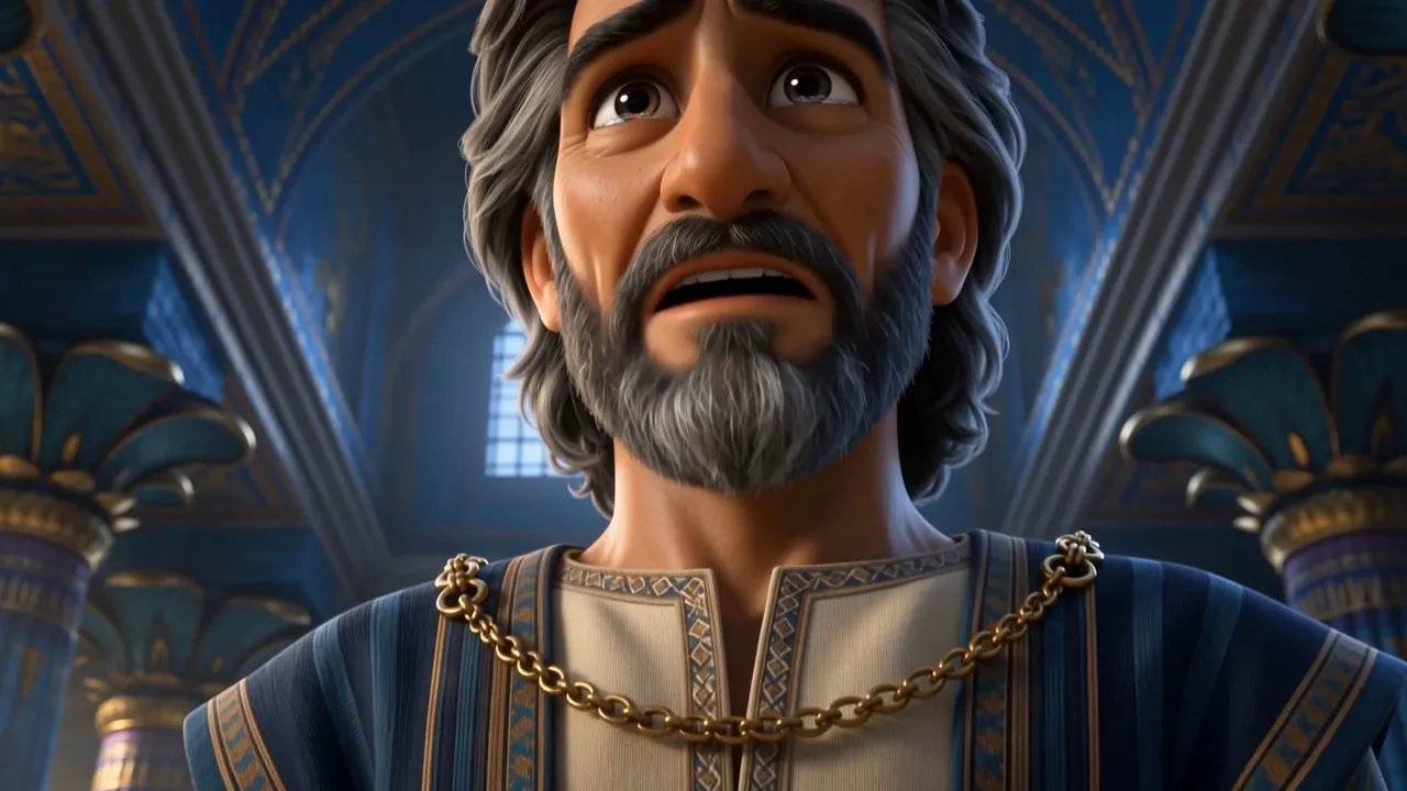 He looks up, stricken — he understands it all