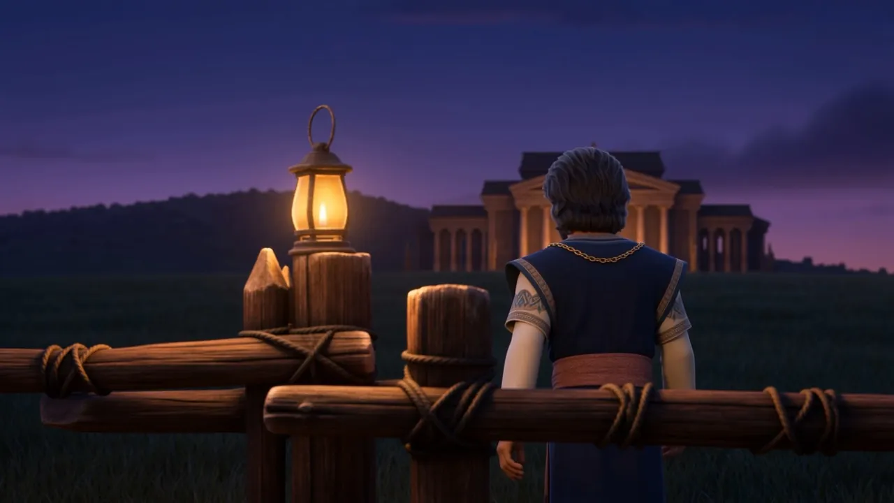 Daniel leaves the lantern burning at the field's edge