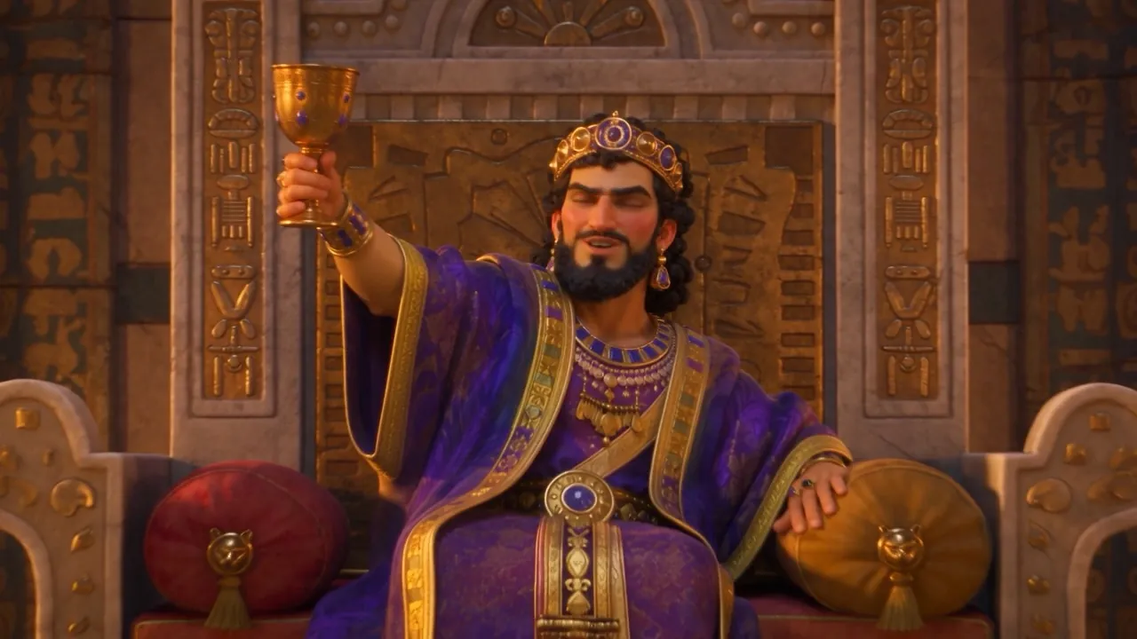 He stands and calls for them — bring the temple cups