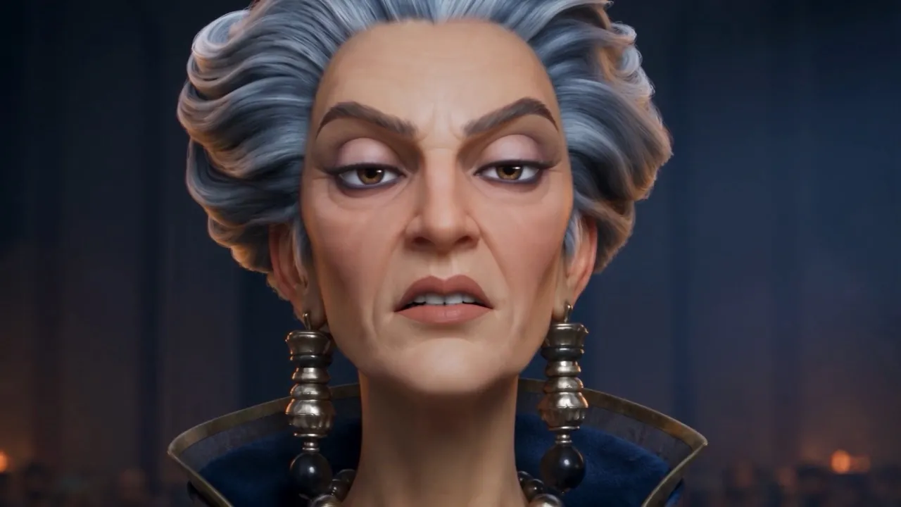 Her silver-crowned face — unimpressed by the panic