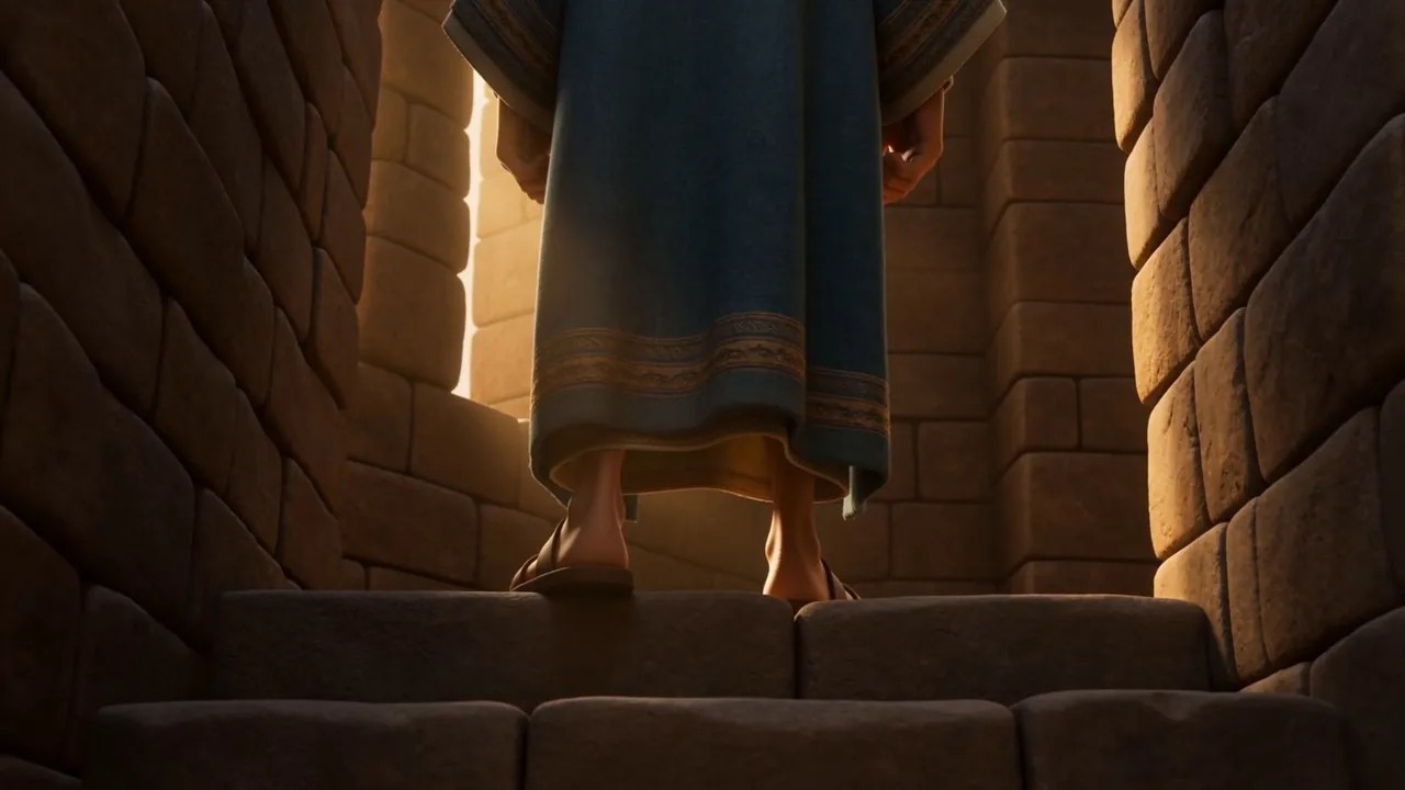 Old sandals, worn steps, the same climb as yesterday
