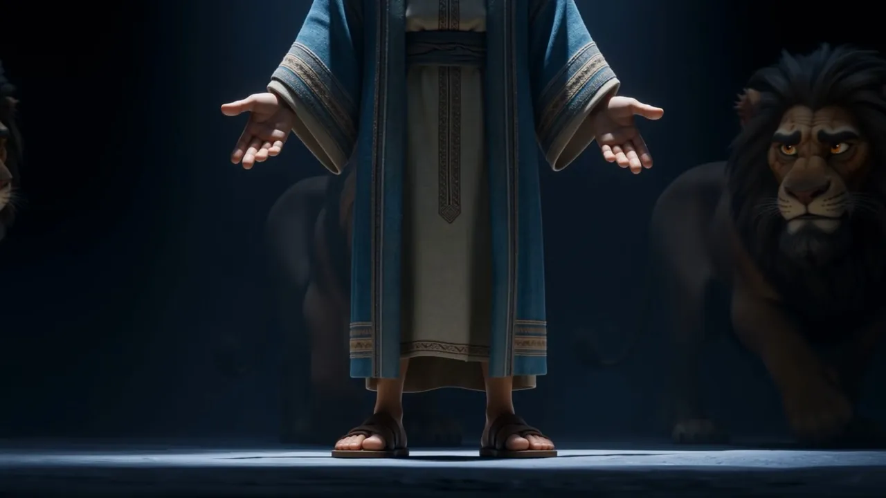 A huge paw passes silently by his sandals