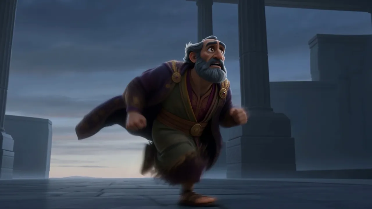 The king of the world sprints through his own courtyards