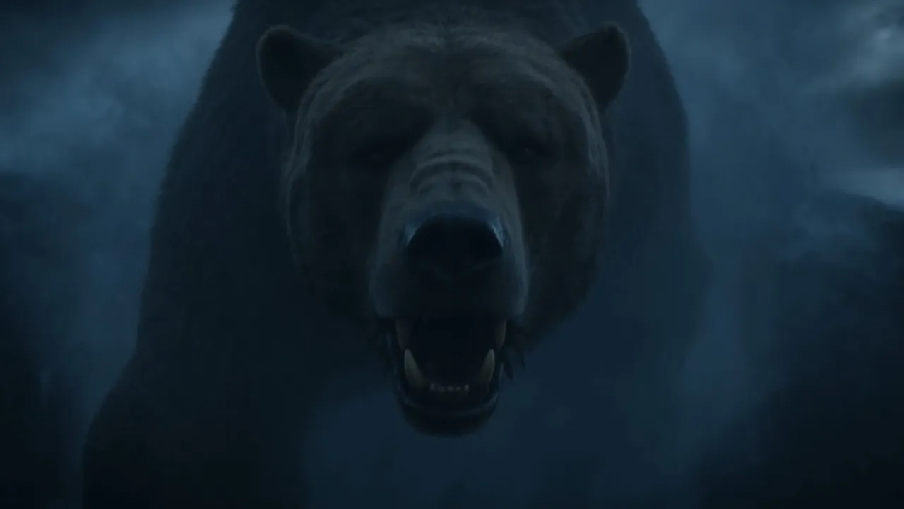 The second: a lopsided bear, a moving hill of shadow