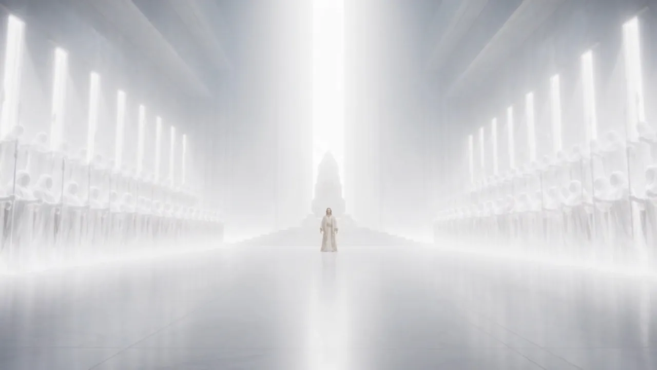 One figure, walking