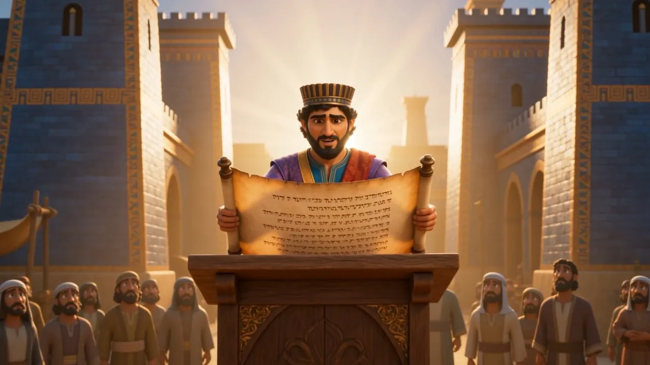 And then, in his lifetime, a new king and a new scroll