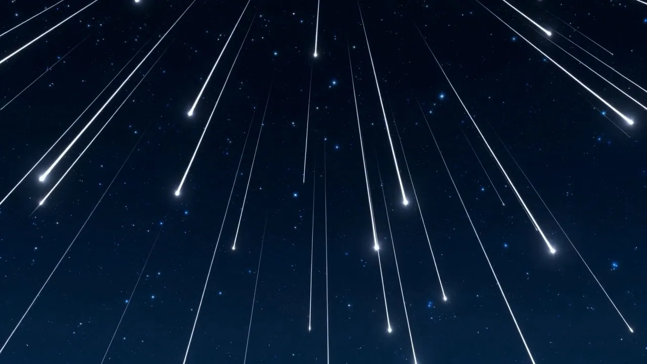 Falling stars converge on the summit