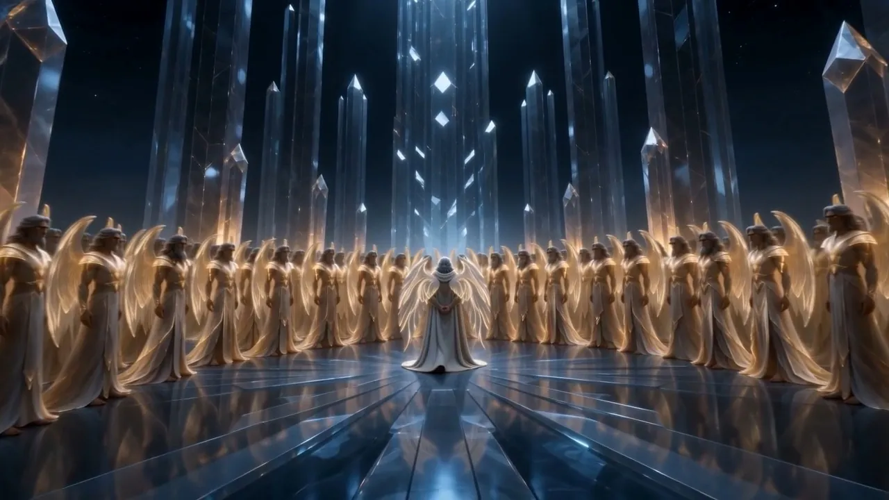 Semjaza stands before the ranks of the Watchers