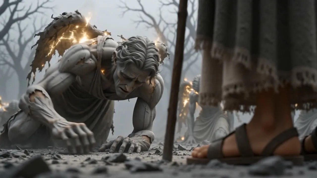 Enoch grips his staff, wide-eyed