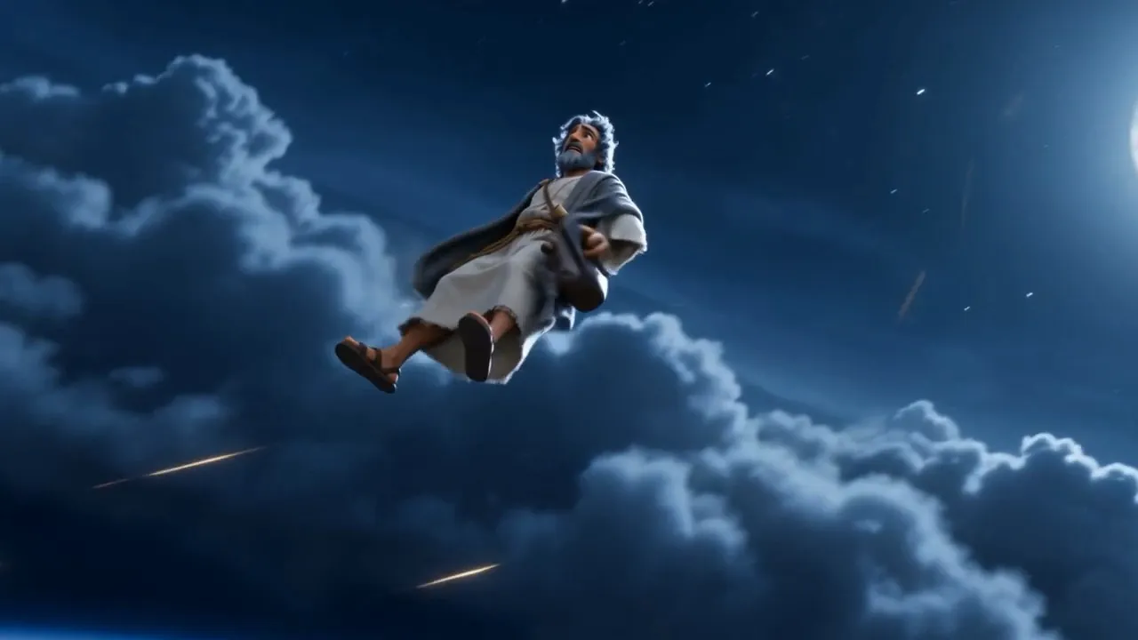 He flies — carried, not falling
