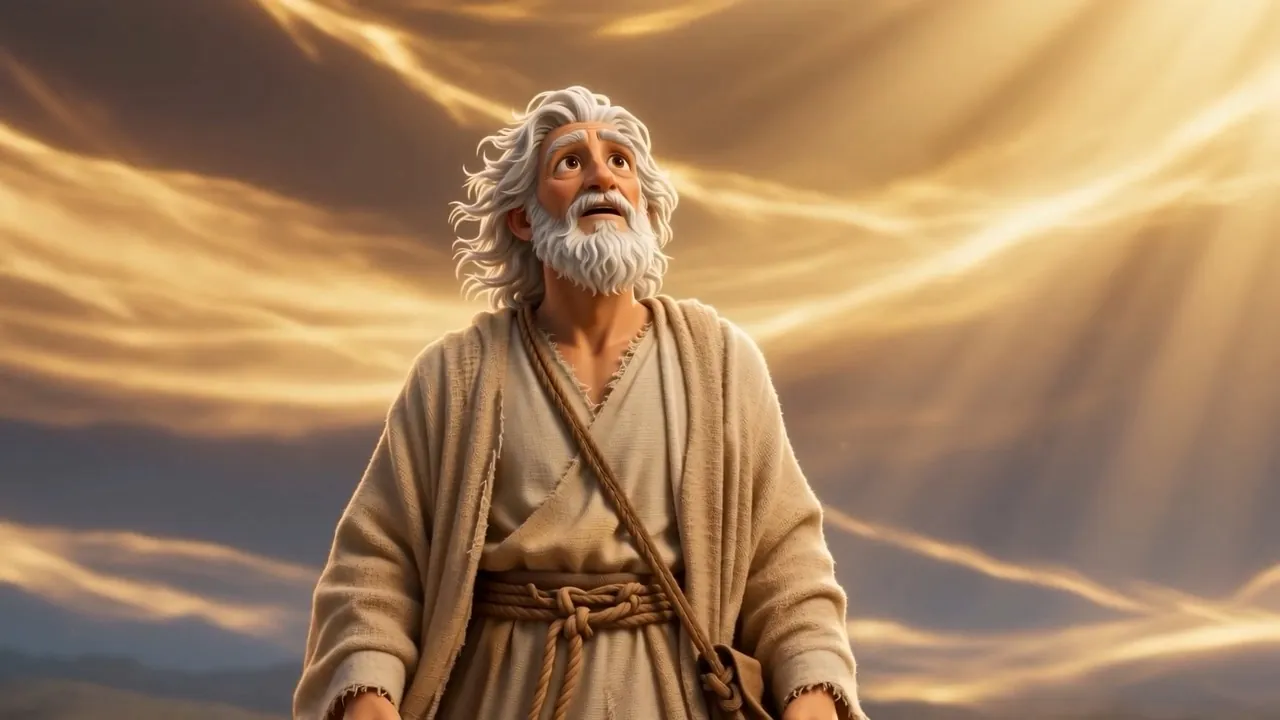 And the light above him changes