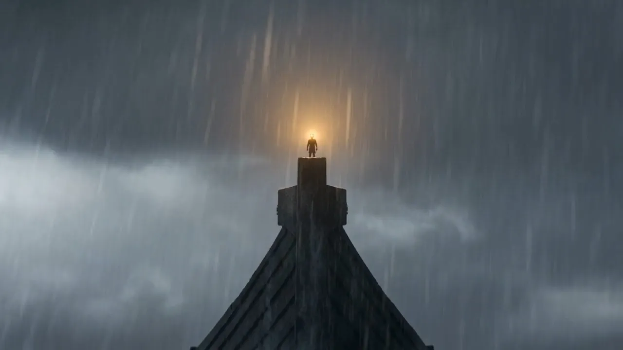 And somebody standing up on the roof in the rain