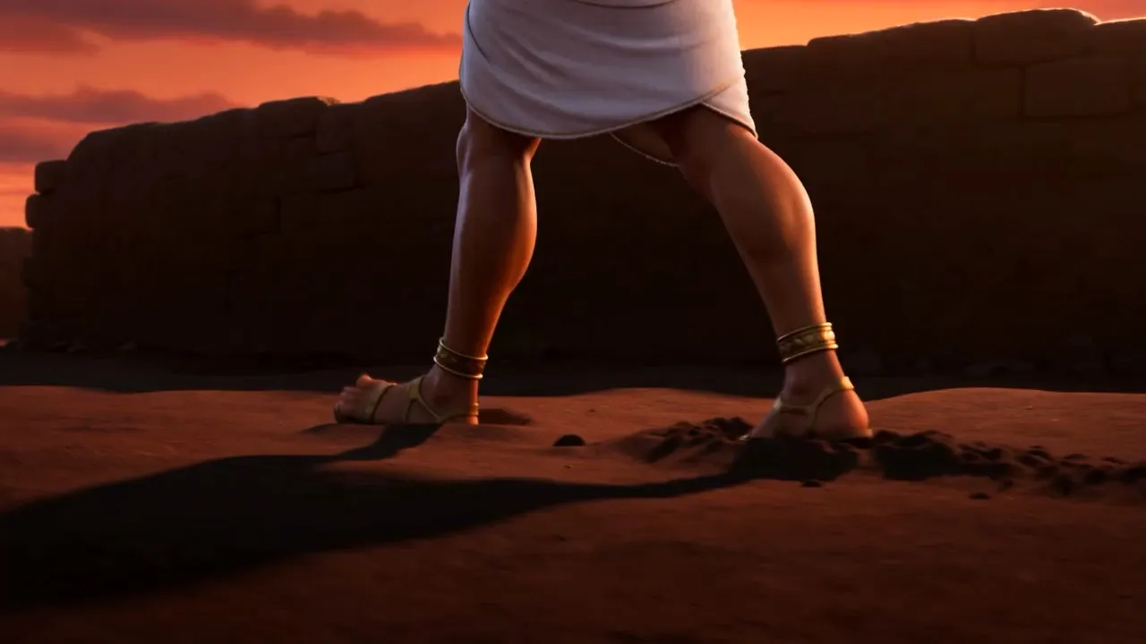 Moses at dusk, staring at what he has done