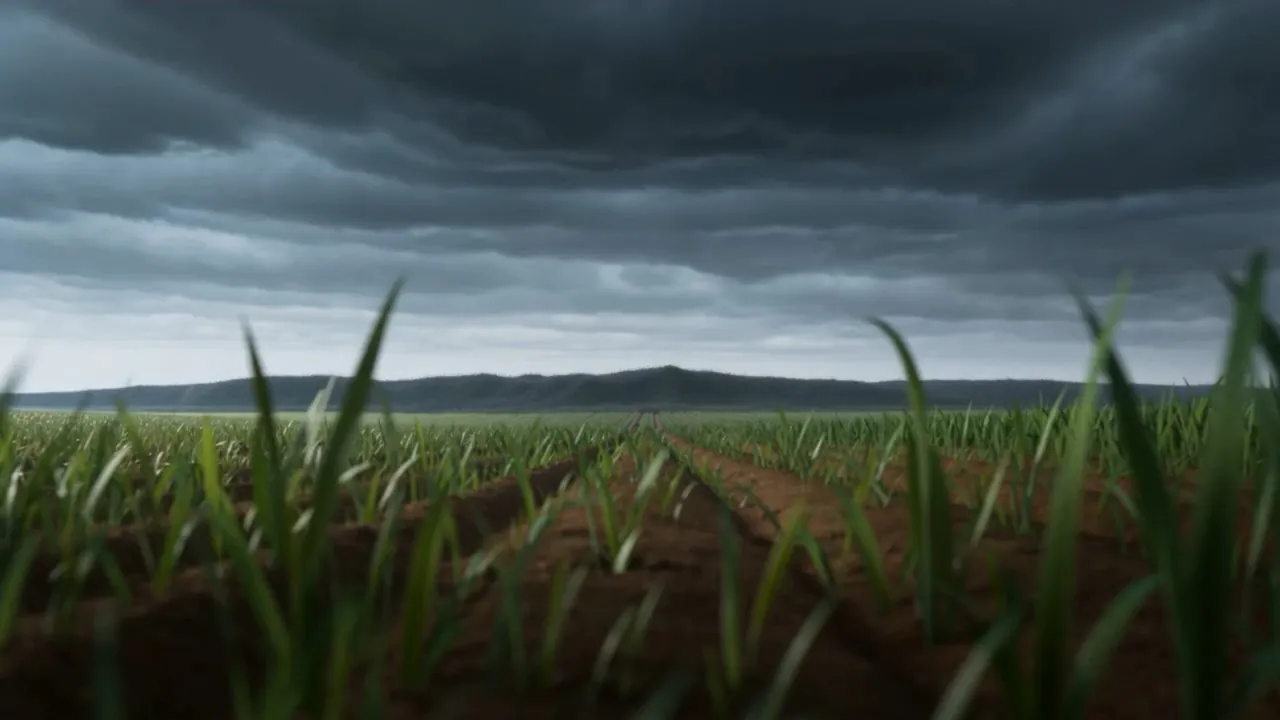 A black tide of locusts eats the horizon