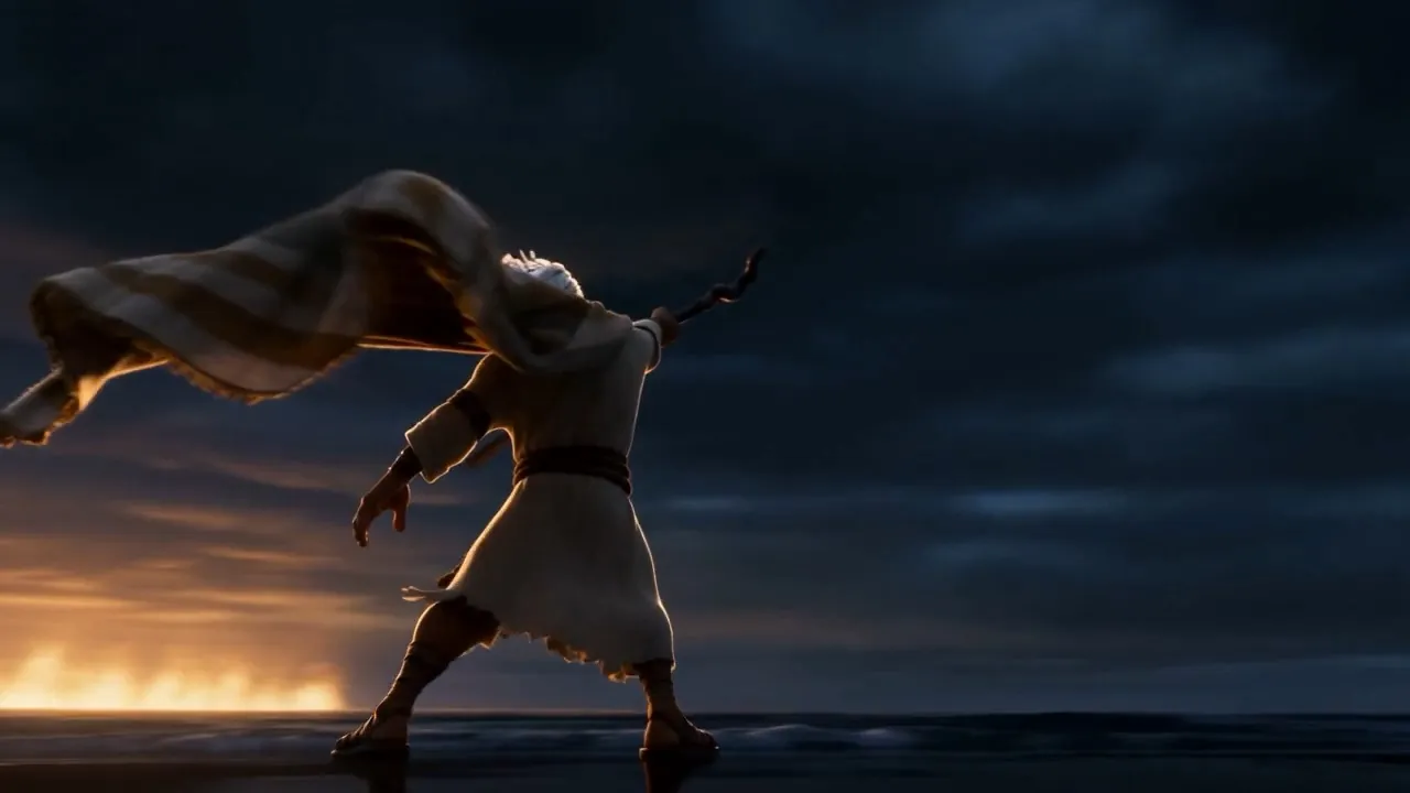 Then one arm out over a black sea, in the wind