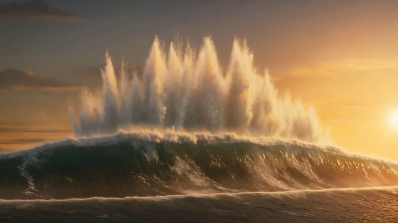 At dawn the water goes back to where it lives