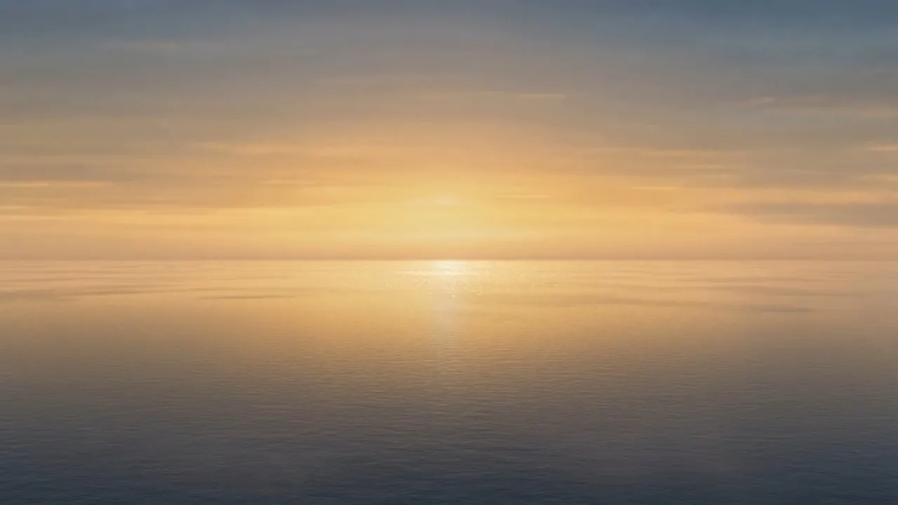 And then nothing. A flat gold sea, and the sun coming up