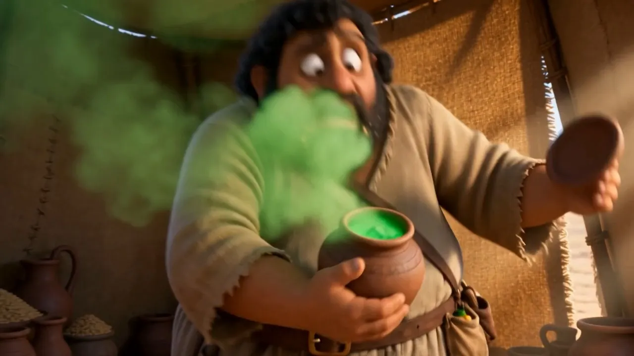 In the morning he opens it — and green stink boils out