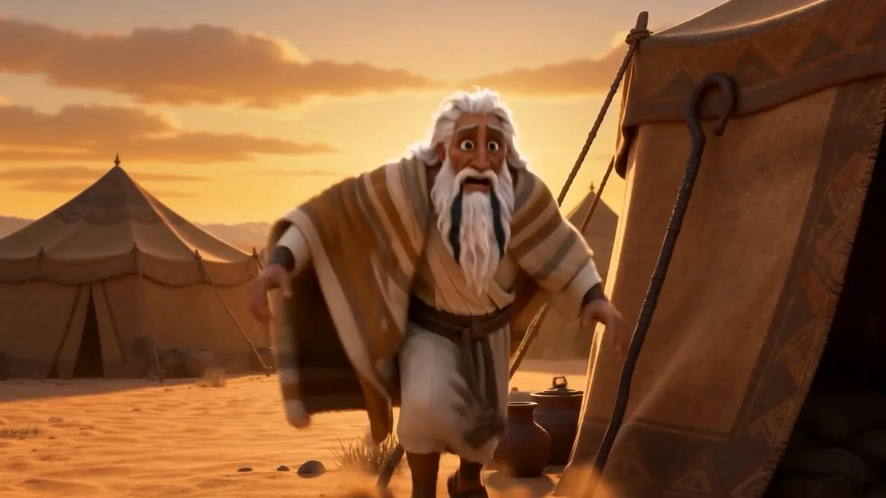 Moses runs out to meet them