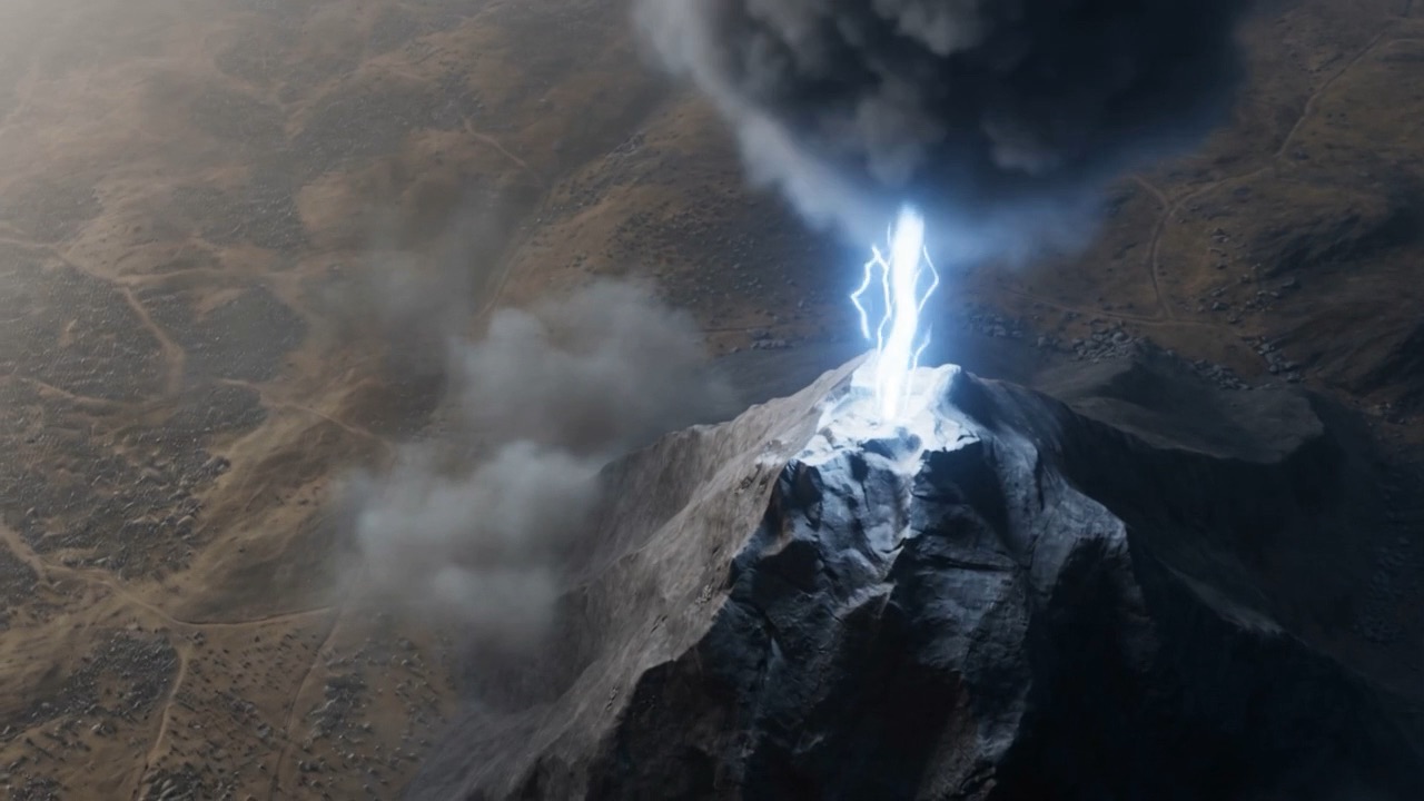 Lightning strikes the summit of Sinai above the camp