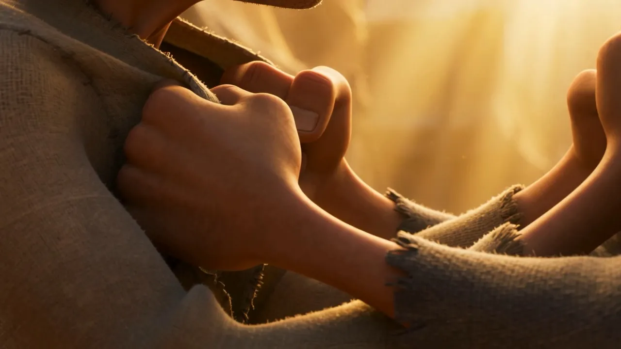 A clenched fist slowly opens