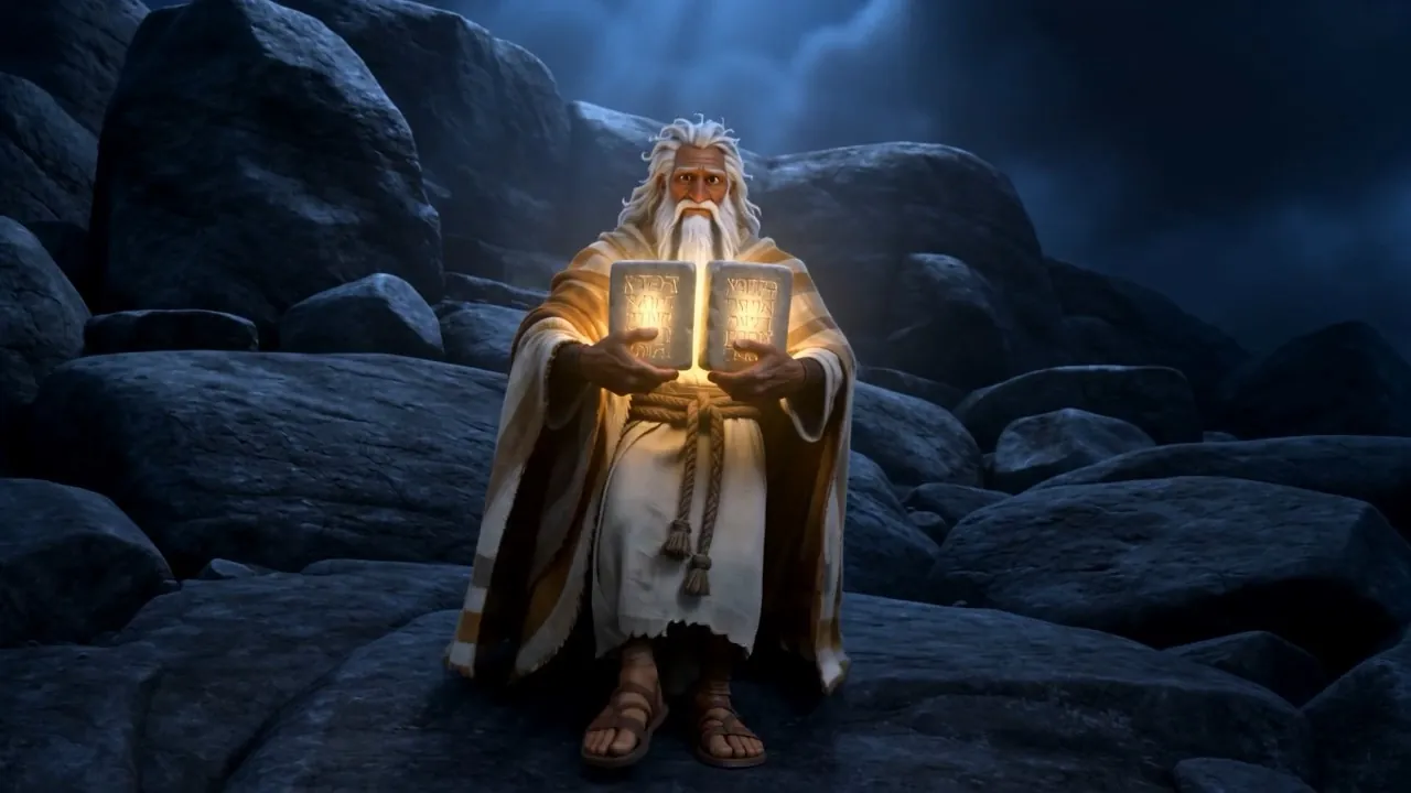 The stone glows in his hands, written on both sides