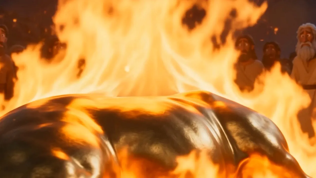 The calf goes into the fire
