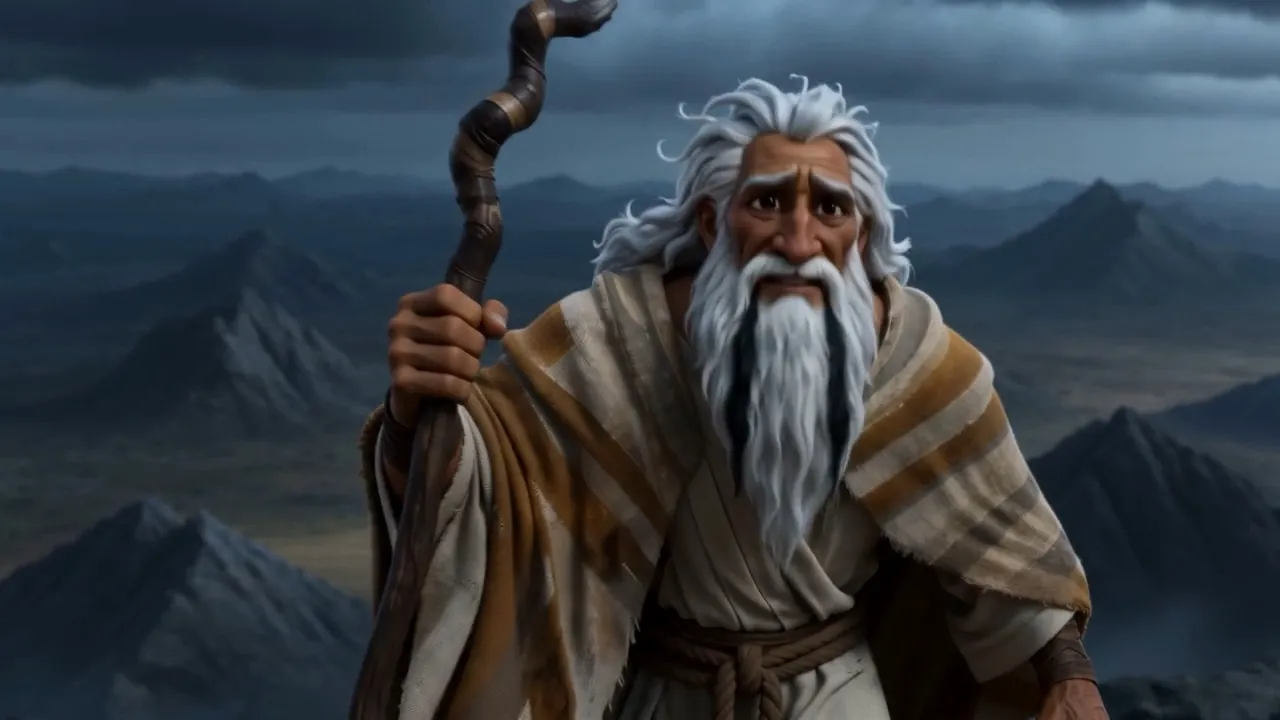 He labours up the rock in the wind