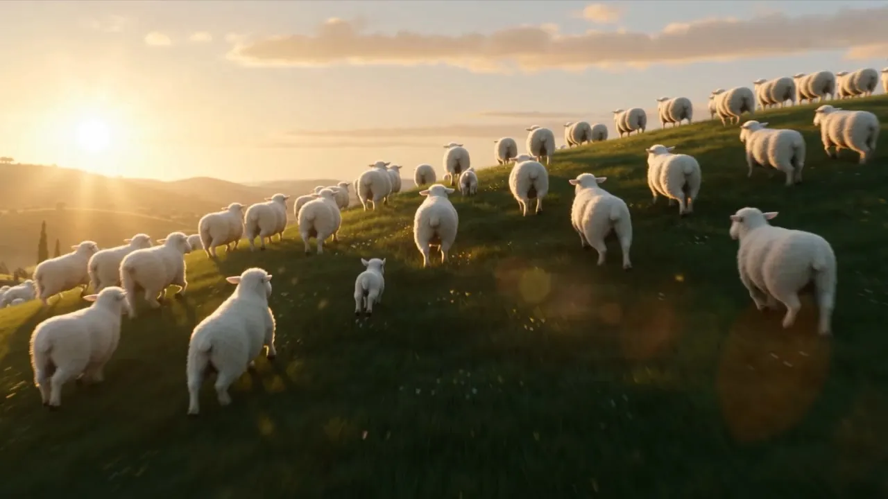 Green hills, terraces, thousands of sheep