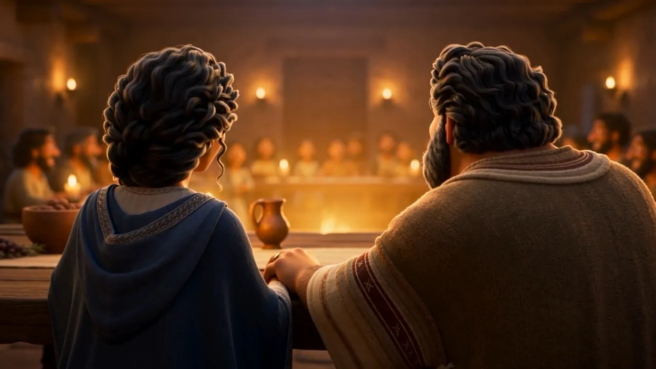 The two of them from behind, watching their children