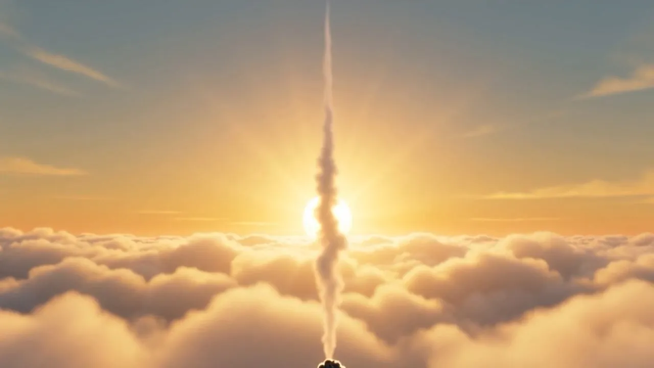The smoke rising into the first of the sun