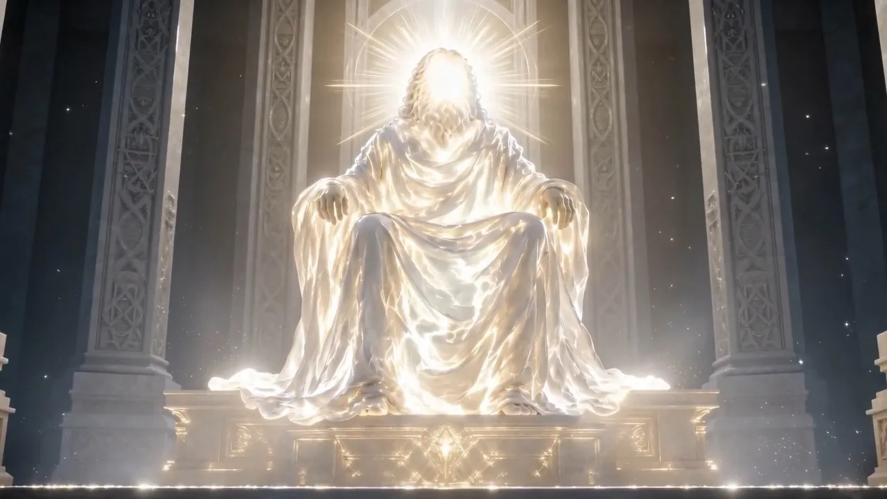 It stops at the foot of the throne