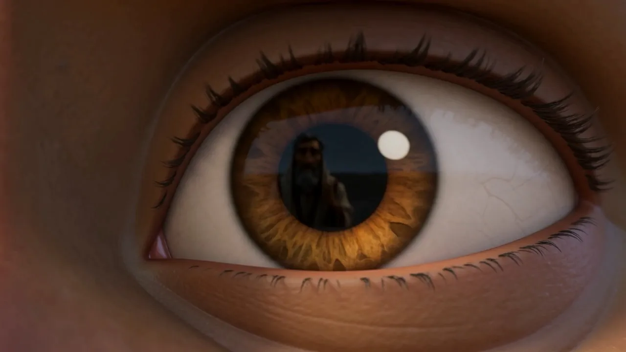 Eliphaz reflected in Job's eye