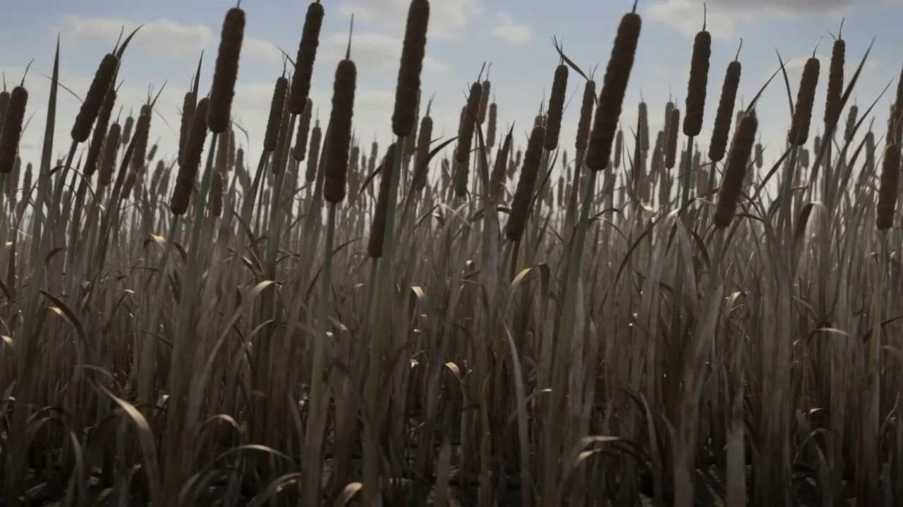 Dead stems in a dry bed
