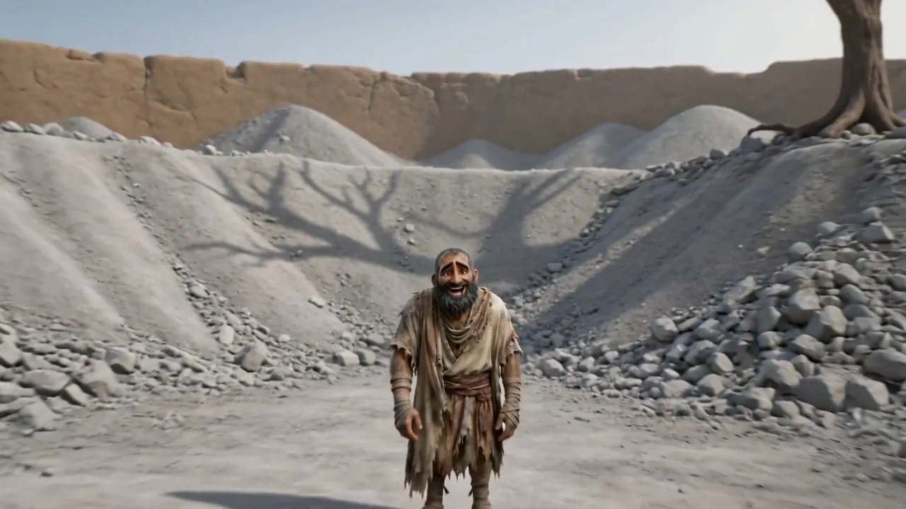 Job alone in the crater, seen from the rim